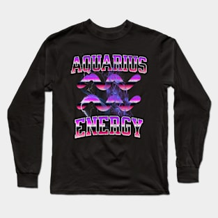 Aquarius Energy Retro Lightning Zodiac Birthday Long Sleeve T-Shirt